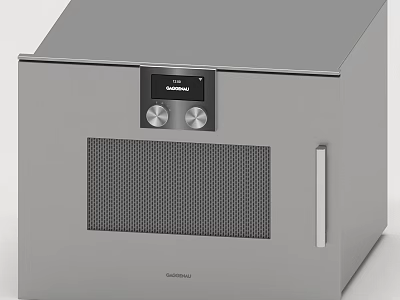 Modern Gray Electric Oven With Digital Control Panel And Mesh Door Design 3d model
