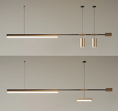 Modern Linear Gold Metal Pendant Light Design For Stylish Interior Decor 3d model