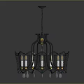 Vintage Metal Chandelier With Ornate Frame And Multiple Candle Shaped Bulbs