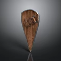 Medieval Wooden Shield With Metal Frame And Leather Straps For Defense