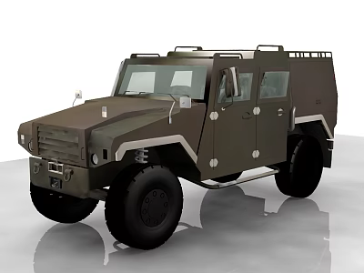 Dark Green Military Style Off Road Vehicle With Large Tires And Roof Rack 3d model