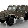 Dark Green Military Style Off Road Vehicle With Large Tires And Roof Rack