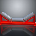Industrial Conveyor Roller System With Red Frame And Gray Rollers