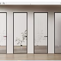 Modern Flush Doors With Black Frames And Glass Stripes For Interior Design 3d model