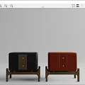 Set of Four Multicolored Modern Nightstands With Drawers And Wooden Legs