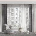 Elegant Gray and White Checkered Curtains with Sheer Panels for Window in Modern Home Interior