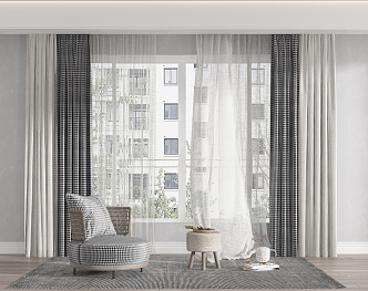 Modern Curtain Fabric Curtain 3d model