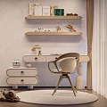Cozy Children's Desk With Chair Shelves Books And Rug For Kids Study Room