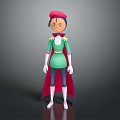 3D Designed Game And Movie Character With Red Hat Green Top White Gloves Red Cape
