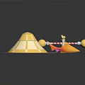 Vibrant Yellow Scene Components Featuring Circular Platform Conical Tent And Star Ornaments
