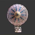 Traditional Tent Shaped Building With Pointed Roof Decorative Patterns And Door Canopy