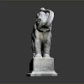 Ancient Style Stone Elephant Statue Standing On Square Pedestal With Carved Details