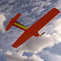 Orange Model Airplane With Yellow Stripe Wing Propeller And Structure 3d model