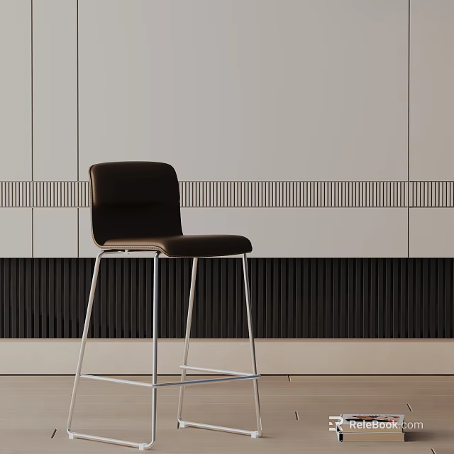 Black Bar Stool With Metal Frame In Modern Interior Design Setup 3d model