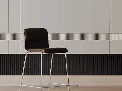 Black Bar Stool With Metal Frame In Modern Interior Design Setup 3d model