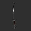 Traditional Samurai Sword With Sharp Metal Blade And Brown Wooden Handle Design