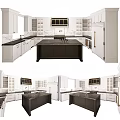 Modern Kitchen Interior With White Cabinets And Dark Island 3d model