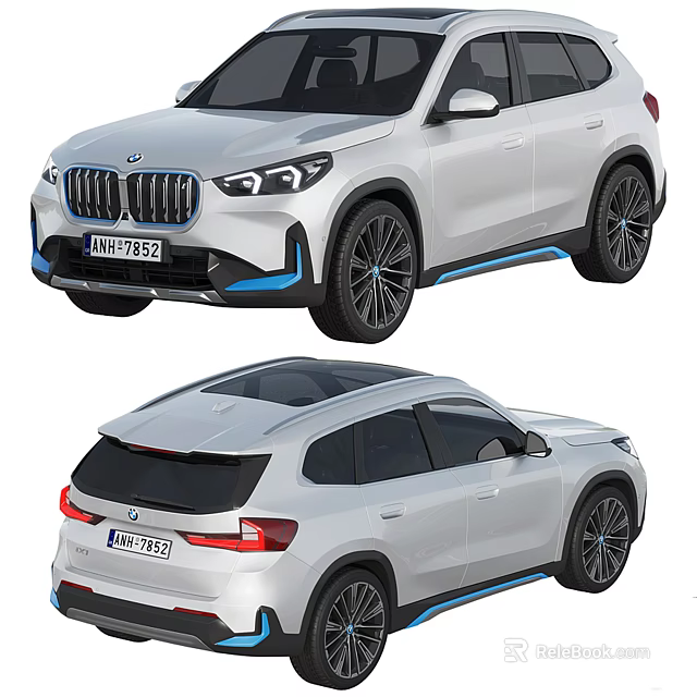White BMW SUV With Blue Accents Sunroof And Black Alloy Wheels 3d model 