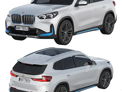 White BMW SUV With Blue Accents Sunroof And Black Alloy Wheels 3d model