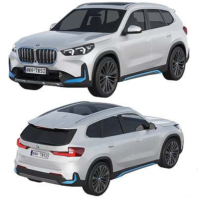 White BMW SUV With Blue Accents Sunroof And Black Alloy Wheels 3d model
