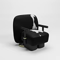 Modern Minimalist Accent Chair With Black And White Cow Print Upholstery And Golden Ring Base