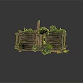 Modern Outdoor Wooden Shelves With Twisted Vines And Green Leaves