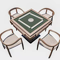 Modern Square Entertainment Table with Central Game Surface and Four Wooden Chairs with Padded Seats