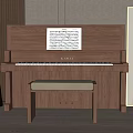 Wooden Piano With Music Sheet And Bench In Interior With Artistic Painting And Floor Lamp