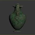 Green Bronze Household Vessel With Dragon Shaped Handle And Silver Base