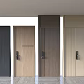 Various Colored Modern Security Doors With Wooden Texture And Metal Handles