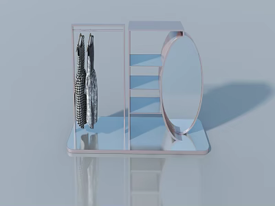 Modern Swing Door Design With Transparent Display Rack And Mirror 3d model