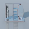 Modern Swing Door Design With Transparent Display Rack And Mirror