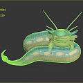 Fantasy Creature Character with Blue Pink Body Tentacles in Cartoon 3D Design Curled Form
