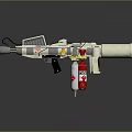 Tactical White Gray Weapon With Red Yellow Gas Cylinders Black Handle And Silver Nozzle