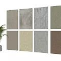 Textured Background Wall Panel Samples In Neutral Tones With Potted Green Plant 3d model