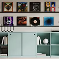 Modern Light Blue Storage Shelf Unit With Open Compartments Books And Decorative Items 3d model