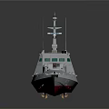 White Rescue Water Transport Vessel With Red Bottom Antenna Green Windows And Red Cross Markings