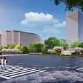 Road Facilities With Zebra Crossing Traffic Lights Pedestrians And Urban Greenery