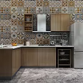 Stylish Modern Kitchen Cabinet Designs With Multiple Angles And Tiled Backsplash 3d model