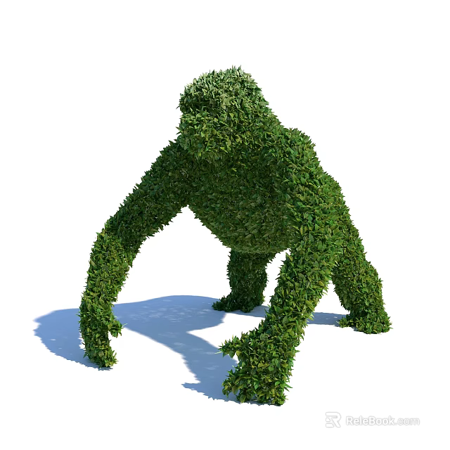 Green Plant Topiary Shaped Like A Gorilla 3d model