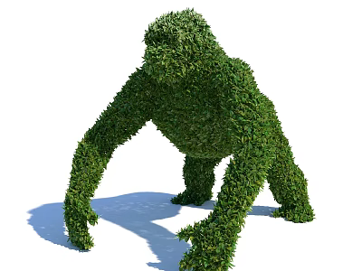 Green Plant Topiary Shaped Like A Gorilla 3d model