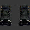 High Top Navy Blue White Shoes With Yellow Accents And Textured Soles