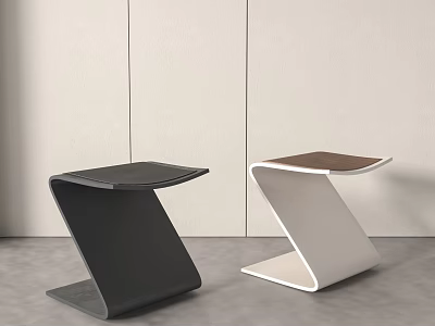 Modern Z Shaped Stools Black And White With Minimalist Sleek Design For Contemporary Home Decor 3d model
