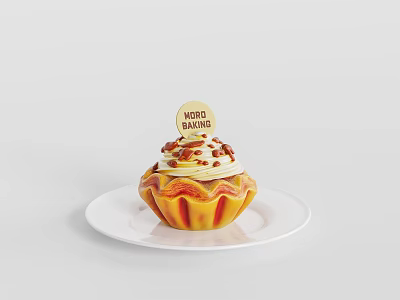 Delicious MODU Baking Cupcake With Swirl Cream And Colorful Paper Case 3d model