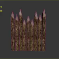 Wooden Stakes With Pointed Tops And Natural Texture Arranged In Row On Gray Background