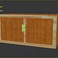 Simple Wooden Orange Storage Cabinet With Double Doors And Metal Handle