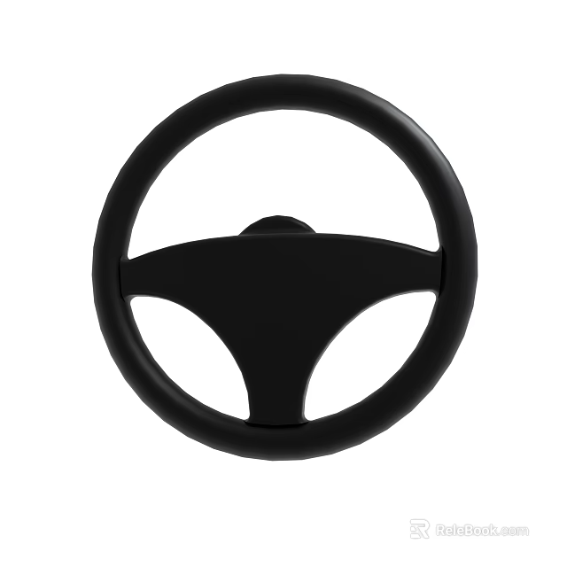Black Steering Wheel With Classic Circular Design And Smooth Surface Finish 3d model