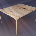 Natural Wooden Table Featuring Unique Grain Pattern And Slender Legs Design