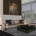 Modern Sales Office Interior With Comfortable Sofa Coffee Table Floor Lamp And Decorative Painting