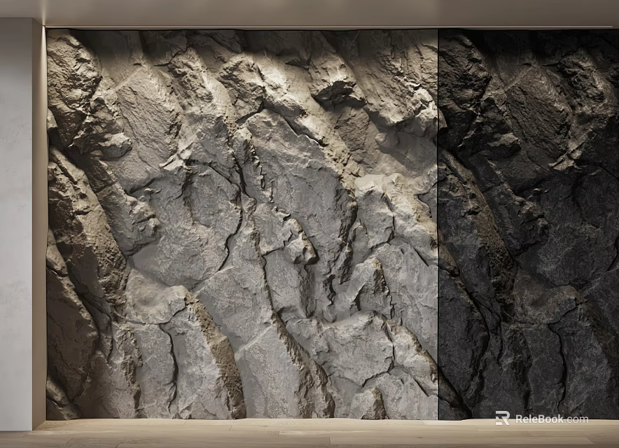 Rock Texture Wall Design With Natural Stone Patterns And Shadow Effects 3d model 